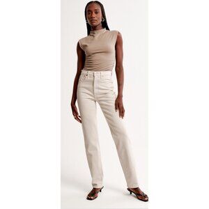 Abercrombie 90s Straight Mid Rise Jeans Womens 27 Short Beige Casual Denim